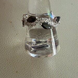 Bomb Party Moonbeam Magic Black Onyx CZ Ring | Rhodium Plated